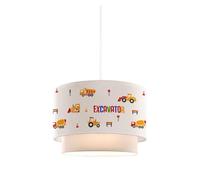 Lámpara colgante infantil lurgan 1xe27 motivo de vehículos de construcción 70xø30 cm - blanco [lux.pro]