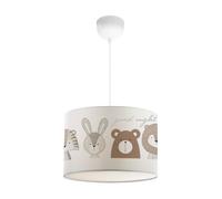 Lámpara colgante infantil rugby 1 x e27 20 w motivo de animales plástico tela 70 x 28 cm blanco [lux.pro]