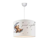 Lámpara colgante infantil rugby 1 x e27 20 w motivo de oso plástico tela 70 x 28 cm blanco [lux.pro]