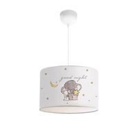 lux.pro Lámpara de Techo Infantil Rugby Lámpara Colgante para Niños con Motivo Elefante Elegante para Guarderías Dormitorio 1xE27 9W Plástico Tela 70 x Ø 28 cm - Blanco