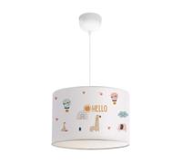 Lámpara colgante infantil rugby 1xe27 9w motivo jirafa plástico tela 70xø28cm - blanco [lux.pro]
