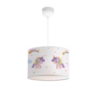 lux.pro Lámpara de Techo Infantil Rugby Lámpara Colgante para Niños con Motivo Unicornio Elegante para Guarderías Dormitorio 1xE27 9W Plástico Tela 70 x Ø 28 cm - Blanco