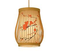 Lámpara Colgante Japonesa de bambú, lámpara de Techo Colgante Hecha a Mano con Pantalla Floral, lámpara de araña Oriental Tipo Farol para Comedor, Dormitorio, Isla de Cocina, salón de té.