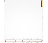 Lámpara colgante LED Cosmo, con estructura de latón y detalles transparentes, 39W, luz blanca cálida, 4800 lúmenes, vidrio, dimensiones: 137,5 x 16 x 98 cm, IP20, marca Maytoni