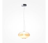 Lámpara colgante LED decorativa, forma elíptica, modelo BRUMA, cromada y blanca, 12W, luz cálida, 1500lm, pantalla de vidrio, dimensiones: 324x30x30 cm, IP20, marca Maytoni