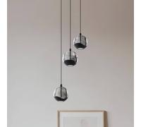 Lámpara colgante LED Lucande Hayley, negra, 3 luces, cristal