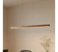 Lámpara colgante LED Lucande Nihalo, madera, 122 cm, atenuable, CCT