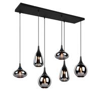 Trio-Leuchten Lámpara de techo Lumina 317000632 6 luces metal negro mate cristal cromado vaporizado