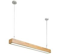 Lámpara colgante LED moderna de 12 W, lámpara colgante lineal de madera, lámpara de araña de tira larga con pantalla acrílica blanca, lámparas de suspensión de techo para restaurante, luces colgantes