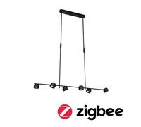 Lámpara colgante LED Paulmann Puric Pane, negra, 6 luces, inteligente