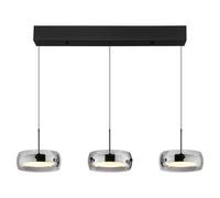 Globo Lámpara colgante LED Livion, gris ahumado/negro, cristal, 85 cm EC:EPREL:2497040
