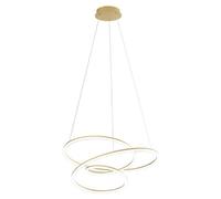 Lámpara colgante LED SPIRA, fabricada en metal cepillado con acabado dorado, 96W