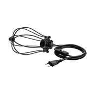 Lámpara colgante LEKA jaula cable textil negro enchufe interruptor y toma E27 3