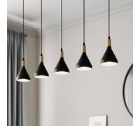 Lámpara colgante Lindby Arina, 100 cm, negra, 5 luces