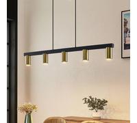 Lámpara colgante Lindby Baliko, negro/latón, 5 luces, GU10