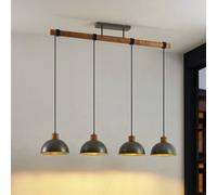 Lámpara colgante Lindby Durbis, 116 cm, 4 luces, gris, madera, E27