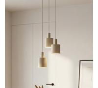 Lámpara colgante Lindby Ovelia, beige, 3 luces, metal, E27