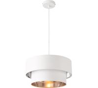 Lámpara colgante Lopar, casquillo E27, lámpara de techo colgante, 40 cm, metal, tela, blanco y plateado