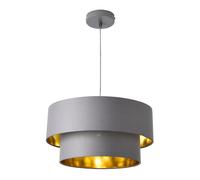 lux.pro Lámpara Colgante Lámpara de techo 149 cm con Cable E27 60W Luz Efectiva Iluminación interior 230V 50Hz Interruptor de pared Diámetro de pantalla 40 cm Gris y Dorado
