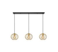 Lámpara Colgante Metal Latón Negro 3-flammig L:130CM E27 Pendelleuchte Oro