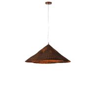 Lámpara Colgante Minimalista de ratán con Forma de Sombrero de Paja, Estilo japonés, con Base E26, LED, Hecha a Mano. Diámetro: 50 cm (19,69 Pulgadas). Ideal para Sala de Estar, Dormitorio o restaura