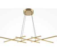 Lámpara colgante moderna, color dorado, con halo de LED de 40W y diseño de líneas cruzadas, marca Maytoni