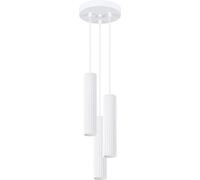 Lámpara colgante moderna de color blanco y forma redonda, con un diámetro de 20 cm, equipada con tres tubos ondulados, ideal para el salón o la cocina, sobre una isla. Compatible con bombillas GU10 de