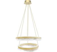 Lámpara colgante moderna de color dorado, con dos anillos decorativos, diámetro de 60 cm, diámetro de 40 cm, color neutro, tecnología LED, 85W, marca PRECIOSA Milagro
