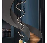 Lámpara Colgante Moderna de Cristal de 36 Luces para escaleras largas, luminarias LED Regulables para vestíbulos de techos Altos, diseño de Columna de Cristal Negro.