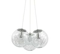 Lámpara colgante moderna, mapa de metal cromado, 3 luces, casquillo E27
