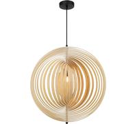 Lámpara colgante negra con pantalla de madera y anillos, diámetro 60 cm, modelo Roots, 1 bombilla E27, 40W, marca Maytoni