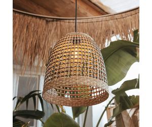 Lámpara colgante Newgarden Positano, natural, algas marinas, Ø33 cm, IP44
