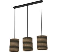 Lámpara colgante OSRAM de 3 luces, diseño "Decor Cardboard Cylinder" en color marrón, fabricada con cartón corrugado, casquillo E27, longitud de 830 mm, pantalla de lámpara hecha con material reciclad