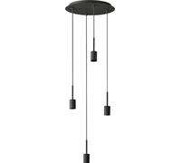OSRAM Lámpara colgante Decor Needle Plate 4xE27, gris oscuro, acero, cable textil de 2 m, minimalista