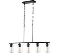 Lámpara colgante para isla de cocina con 5 luces, 60W, regulable, ideal para comedor, con casquillo E27
