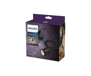 Lámpara colgante Philips Vintage, portalámpara E27 negra