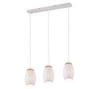 Lámpara colgante Reality Bidar, casquillo E27, 3 luces, diámetro 15 cm, color blanco mate, con altura ajustable