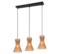 Reality Leuchten Bijou R31833026 - Lámpara de techo colgante (metal negro mate, pantalla de hilo de papel marrón, no incluye 3 bombillas E27)