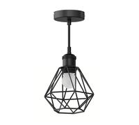 Lámpara colgante RETRA cable textil negro jaula pantalla + LED lámpara