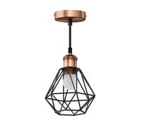 Lámpara colgante RETRA cable textil pantalla jaula bronce + lámpara LED