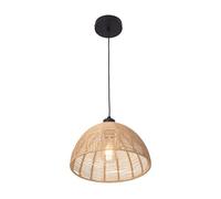 lux.pro Decorativa Lámpara Colgante Romsey Lámpara de Techo Pantalla Semicircular de Ratán Altura Regulable 1xE27 60W Metal 158 x Ø 28 cm - Beige y Negro