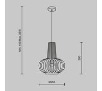 Lámpara colgante Roots de Maytoni, Ø 25 cm, altura 29 cm, madera/negro