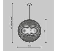 Lámpara colgante Roots de Maytoni, forma esférica, Ø 60 cm, madera/negro