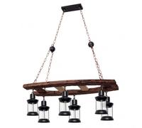 Abrila Rústico Finca Negro - Lámpara Colgante 6Xe27 6 Luces 78 Cm