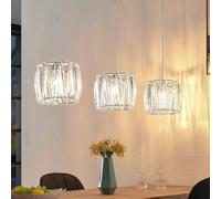 Lámpara colgante Sofia de Lindby, 107 cm, 3 luces, E14, cromo/claro
