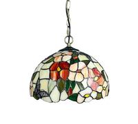 Lámpara Colgante Tiffany de vitral de 30 cm de Ancho, lámpara de Techo Vintage para Cocina, Isla, Estudio, Comedor, Pasillo, mostrador, Mariposa.