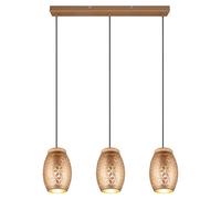 Lámpara colgante Trio Leuchten Bidar, 3 bombillas E27, color beige, metal
