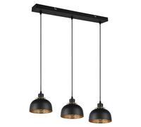Reality Leuchten Lámpara colgante Punch 3 luces negro/oro