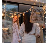 Lámpara colgante y de exterior Newgarden Positano, portátil, inalámbrica, 900 lúmenes, LED, luz cálida, 3000 K, fabricada con fibras naturales, con batería recargable