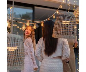 Lámpara colgante y de exterior Newgarden Positano, portátil, inalámbrica, 900 lúmenes, LED, luz cálida, 3000 K, fabricada con fibras naturales, con batería recargable